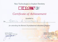Сертификат Biomet 3i Димитрович Д.А.