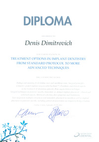Diploma treatment options in implant dentistry from standard protocol to more advanced techniques Димитрович Д.А.
